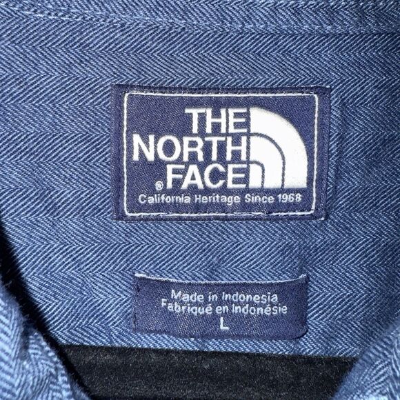 North Face Shirt Men's Large Blue Long Sleeve Button Up 100% Cotton - Picture 4 of 10